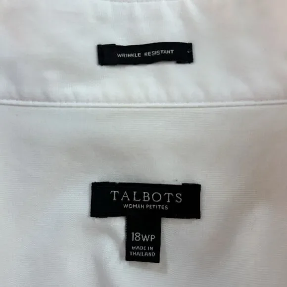 Talbots Size 18WP Pleated Front Button Up Tuxedo Blouse Sleeveless - Picture 4 of 8